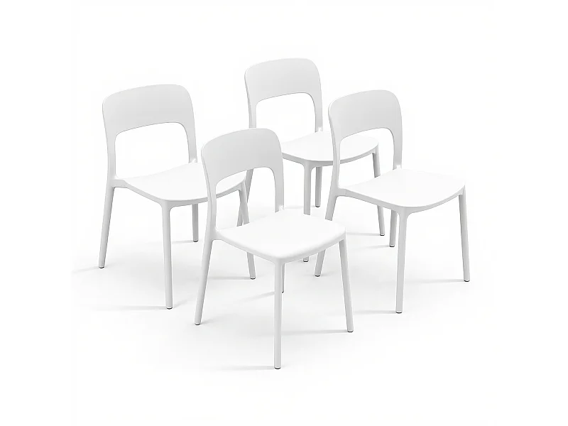Set 4 Sedie Da Giardino In Polipropilene Impilabili Leggere E Resistenti Ideali Per Esterni Terrazze Giardini Bar Dehors Ristoranti 41 x 82,5 x 52 cm Bianco