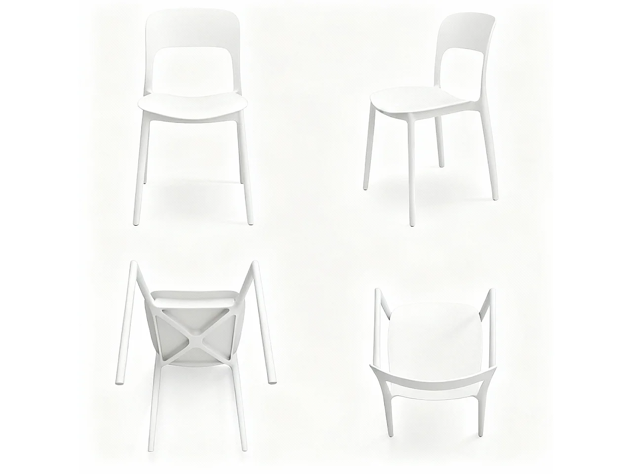 Set 4 Sedie Da Giardino In Polipropilene Impilabili Leggere E Resistenti Ideali Per Esterni Terrazze Giardini Bar Dehors Ristoranti 41 x 82,5 x 52 cm Bianco