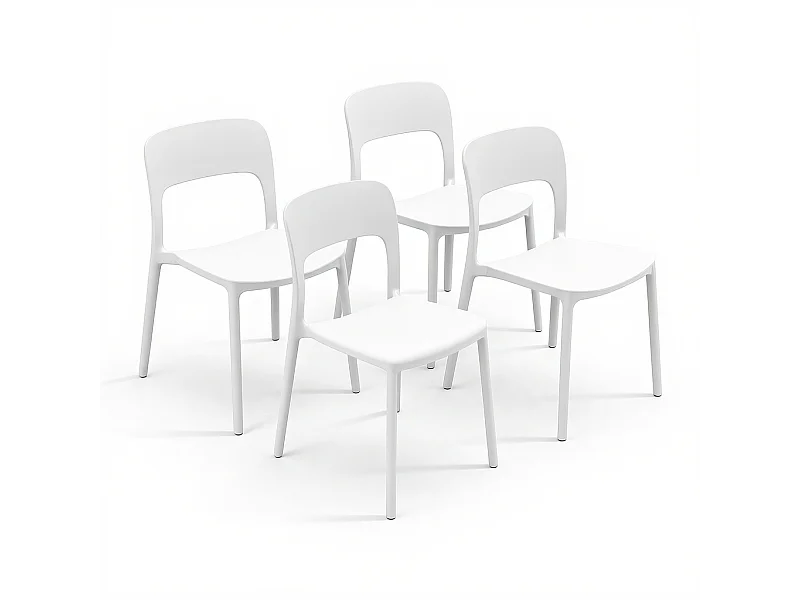Set 4 Sedie Da Giardino In Polipropilene Impilabili Leggere E Resistenti Ideali Per Esterni Terrazze Giardini Bar Dehors Ristoranti 41 x 82,5 x 52 cm Bianco