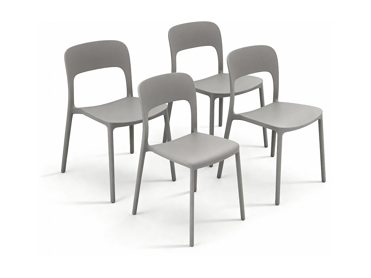 Set 4 Sedie Da Giardino In Polipropilene Impilabili Leggere E Resistenti Ideali Per Esterni Terrazze Giardini Bar Dehors Ristoranti 41 x 82,5 x 52 cm Grigio