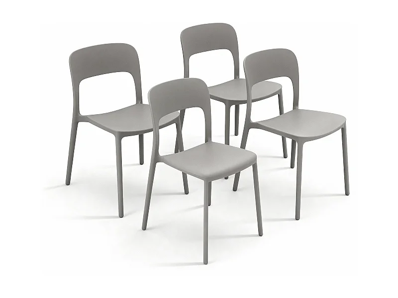 Set 4 Sedie Da Giardino In Polipropilene Impilabili Leggere E Resistenti Ideali Per Esterni Terrazze Giardini Bar Dehors Ristoranti 41 x 82,5 x 52 cm Grigio