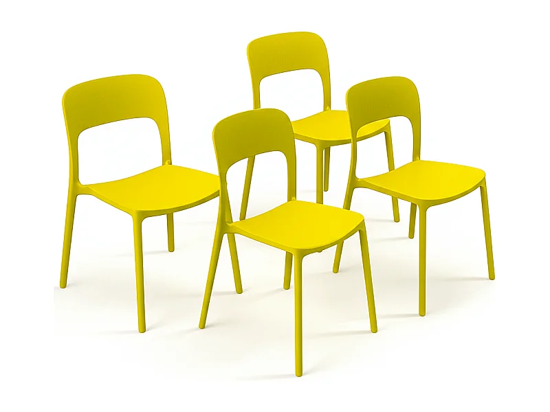 Set 4 Sedie Da Giardino In Polipropilene Impilabili Leggere E Resistenti Ideali Per Esterni Terrazze Giardini Bar Dehors Ristoranti 41 x 82,5 x 52 cm Giallo