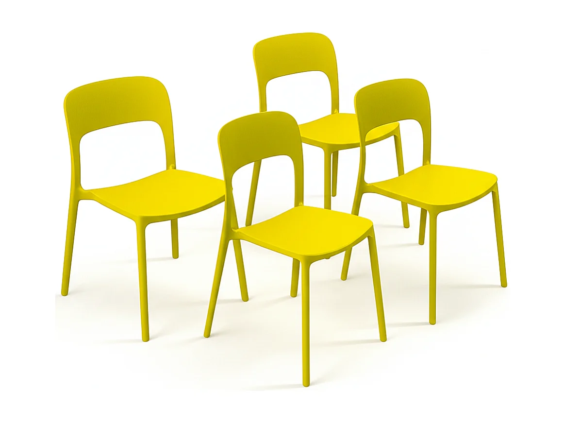Set 4 Sedie Da Giardino In Polipropilene Impilabili Leggere E Resistenti Ideali Per Esterni Terrazze Giardini Bar Dehors Ristoranti 41 x 82,5 x 52 cm Giallo