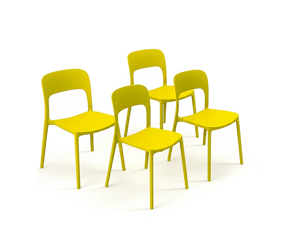 Set 4 Sedie Da Giardino In Polipropilene Impilabili Leggere E Resistenti Ideali Per Esterni Terrazze Giardini Bar Dehors Ristoranti 41 x 82,5 x 52 cm Giallo