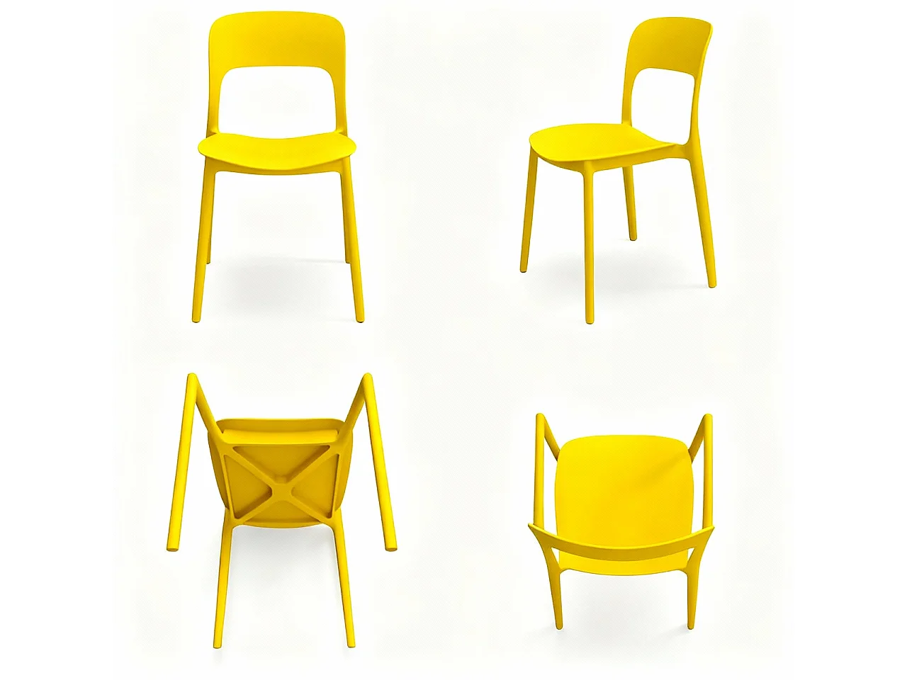 Set 4 Sedie Da Giardino In Polipropilene Impilabili Leggere E Resistenti Ideali Per Esterni Terrazze Giardini Bar Dehors Ristoranti 41 x 82,5 x 52 cm Giallo