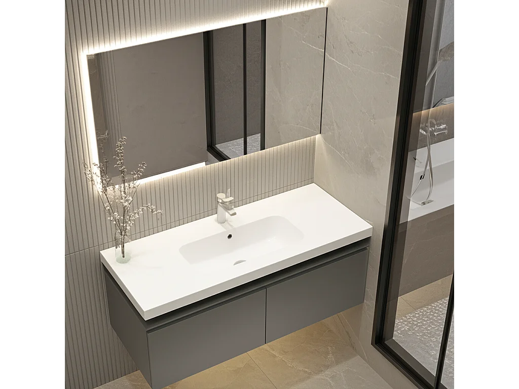 Lavabo Da Incasso Rettangolare Lavandino Bagno In Ceramica Design Moderno Elegante Per Top Bagno 101 x 46 cm Bianco
