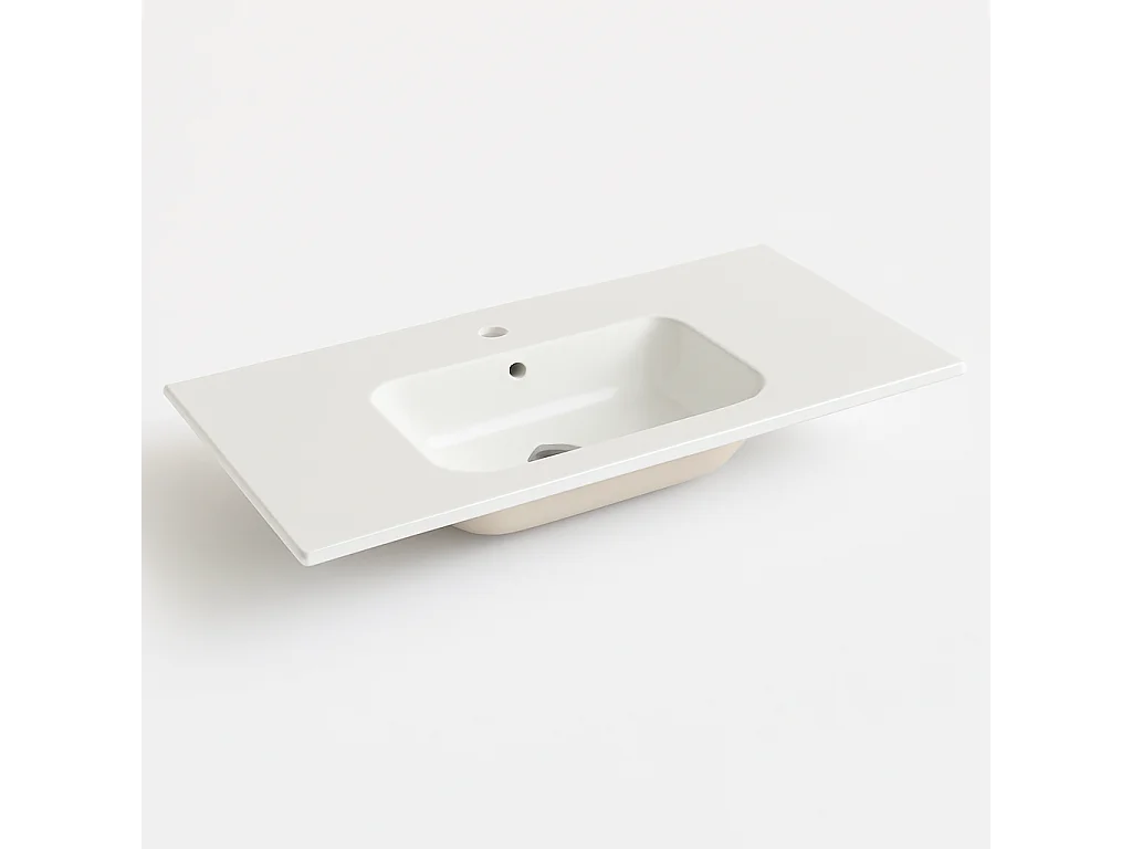 Lavabo Da Incasso Rettangolare Lavandino Bagno In Ceramica Design Moderno Elegante Per Top Bagno 101 x 46 cm Bianco