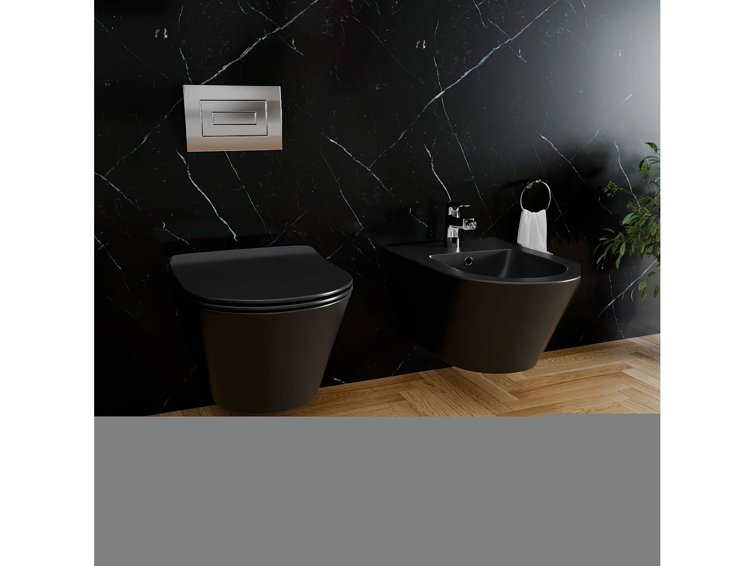 Coppia Sanitari Sospesi Vaso WC Rimless Con Tornado Flush E Bidet Sospeso Moderno Tondo In Ceramica Con Copriwater Chiusura Soft Close Nero Opaco