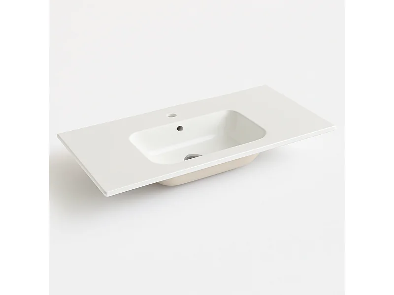 Lavabo Da Incasso Rettangolare Lavandino Bagno In Ceramica Design Moderno Elegante Per Top Bagno 71 x 46 cm Bianco
