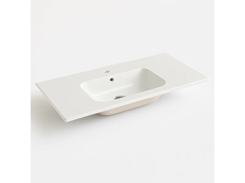 Lavabo Da Incasso Rettangolare Lavandino Bagno In Ceramica Design Moderno Elegante Per Top Bagno 71 x 46 cm Bianco
