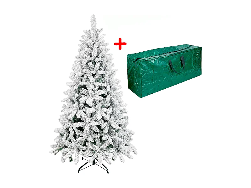 Albero Di Natale Innevato 180 Cm Con Sacca Effetto Reale 723 Rami Foltissimo Molto Folto Rami A Gancio Base A Croce In Metallo 180 Cm 723 Rami