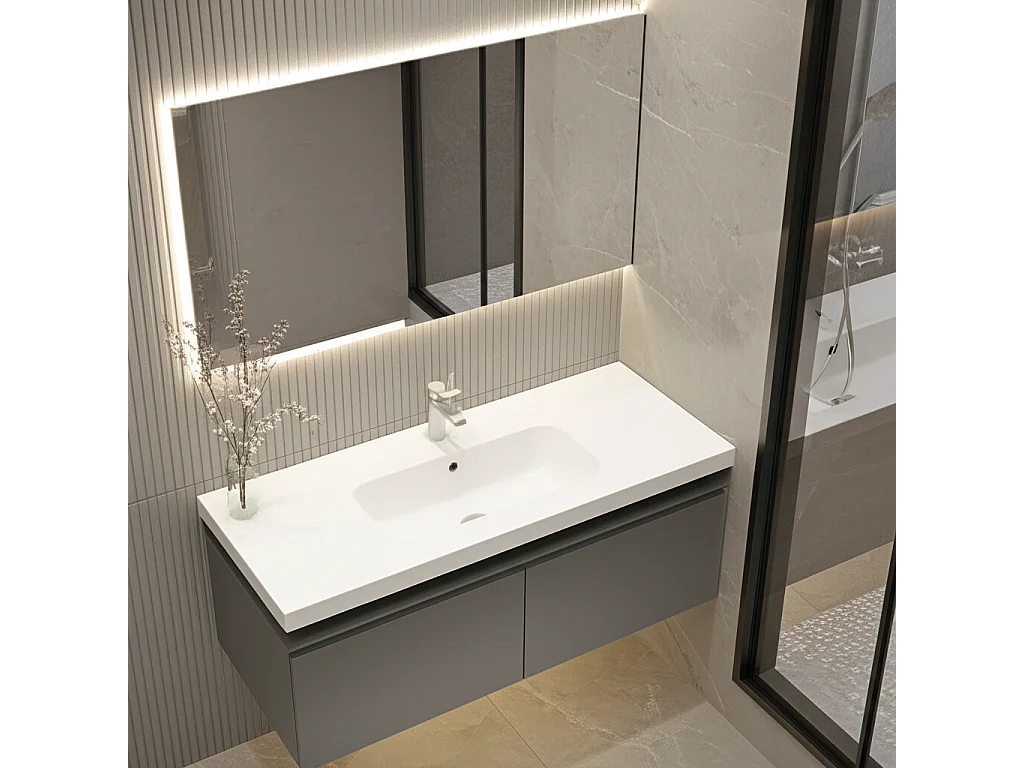 Lavabo Da Incasso Rettangolare Lavandino Bagno In Ceramica Design Moderno Elegante Per Top Bagno 81 x 46 cm Bianco
