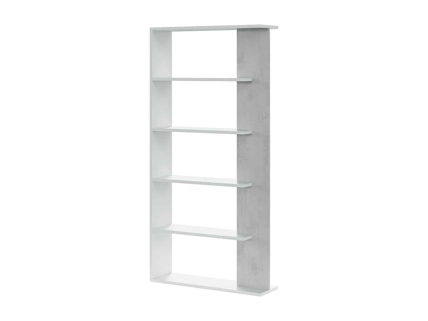 Libreria Santa Cruz Design Scaffale Mensola Moderna Mobile Per Libri Con Ripiani Per Soggiorno Salotto 180 x 90 x 25 cm (Colore Bianco e Grigio Cemento)