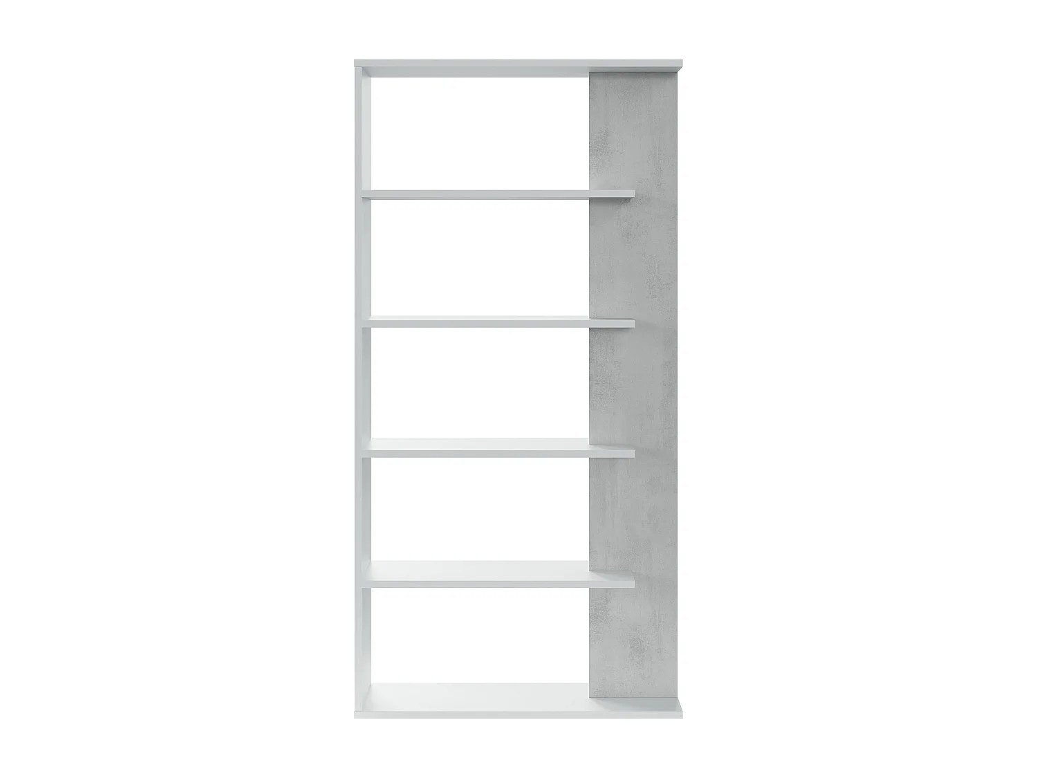 Libreria Santa Cruz Design Scaffale Mensola Moderna Mobile Per Libri Con Ripiani Per Soggiorno Salotto 180 x 90 x 25 cm (Colore Bianco e Grigio Cemento)