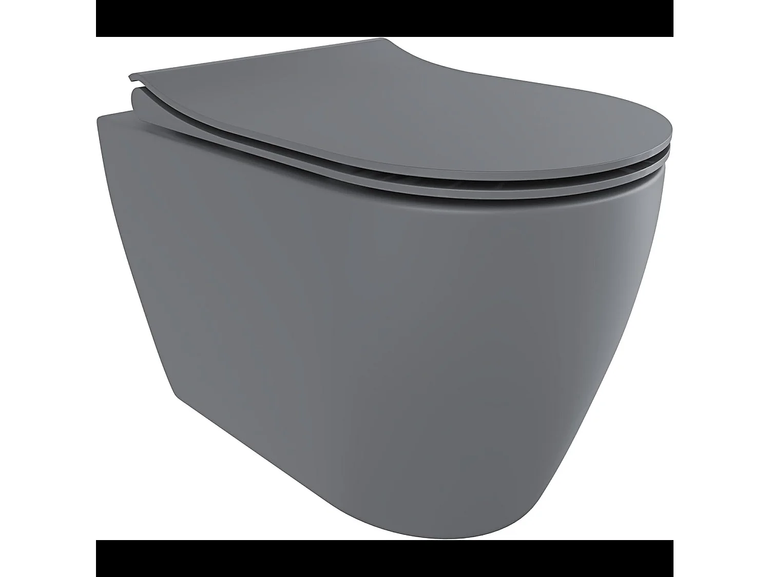 Coppia Sanitari Filomuro Parete Vaso WC Rimless Senza Brida Tornado Flush E Bidet Moderno In Ceramica Copriwater Chiusura Soft Close Grigio Opaco