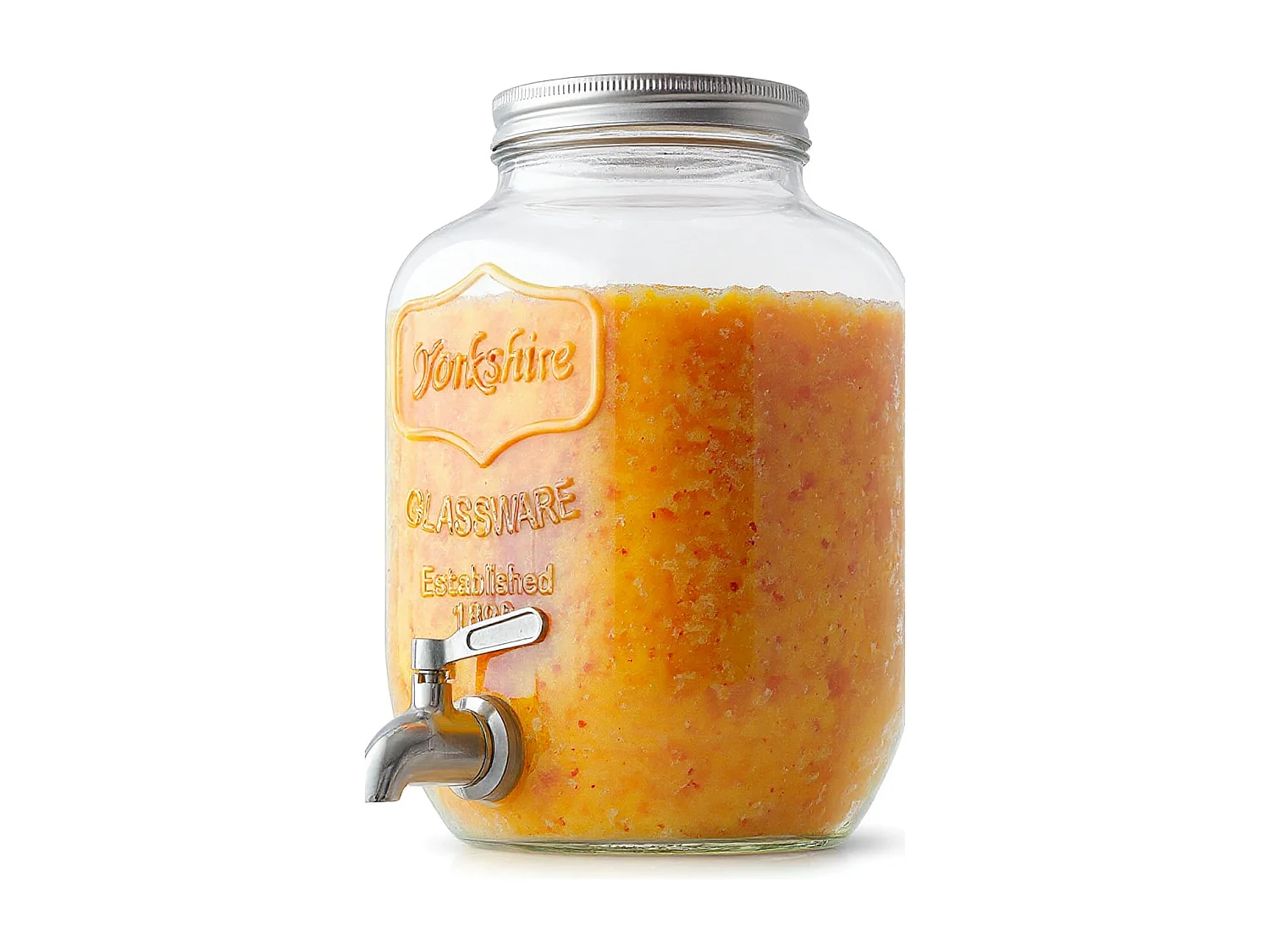 Dispenser in Vetro per Bevande 4L con Rubinetto in Acciaio Cromato Lavabile in Lavastoviglie Ideale per Feste Aperitivi e Campeggio 14 x 14 x 26 Cm Trasparente