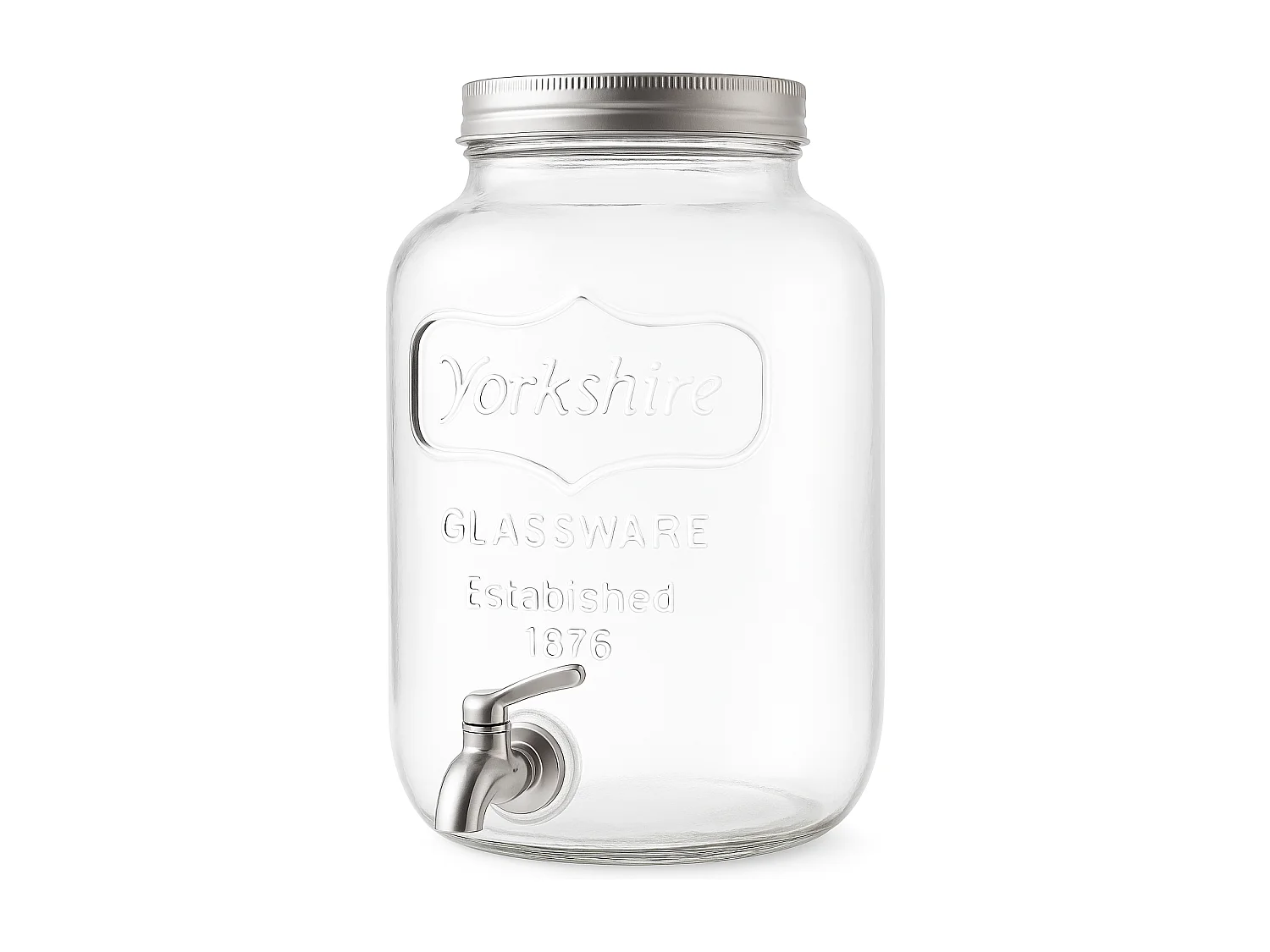 Dispenser in Vetro per Bevande 4L con Rubinetto in Acciaio Cromato Lavabile in Lavastoviglie Ideale per Feste Aperitivi e Campeggio 14 x 14 x 26 Cm Trasparente