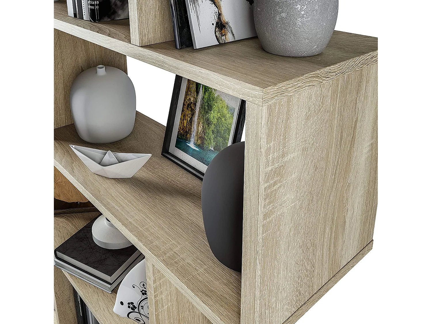 Libreria da Terra Con Mensole Zig Zag Friburgo Plus 192 x 80 x 25 cm Rovere