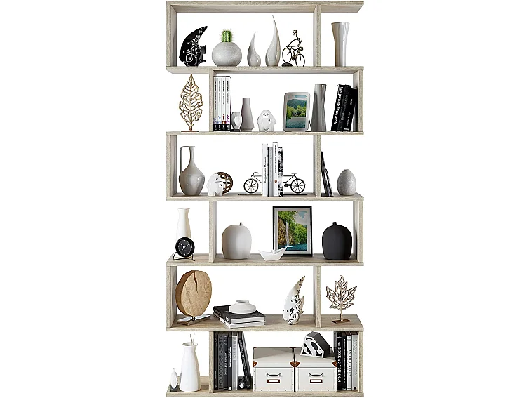 Libreria da Terra Con Mensole Zig Zag Friburgo Plus 192 x 80 x 25 cm Rovere