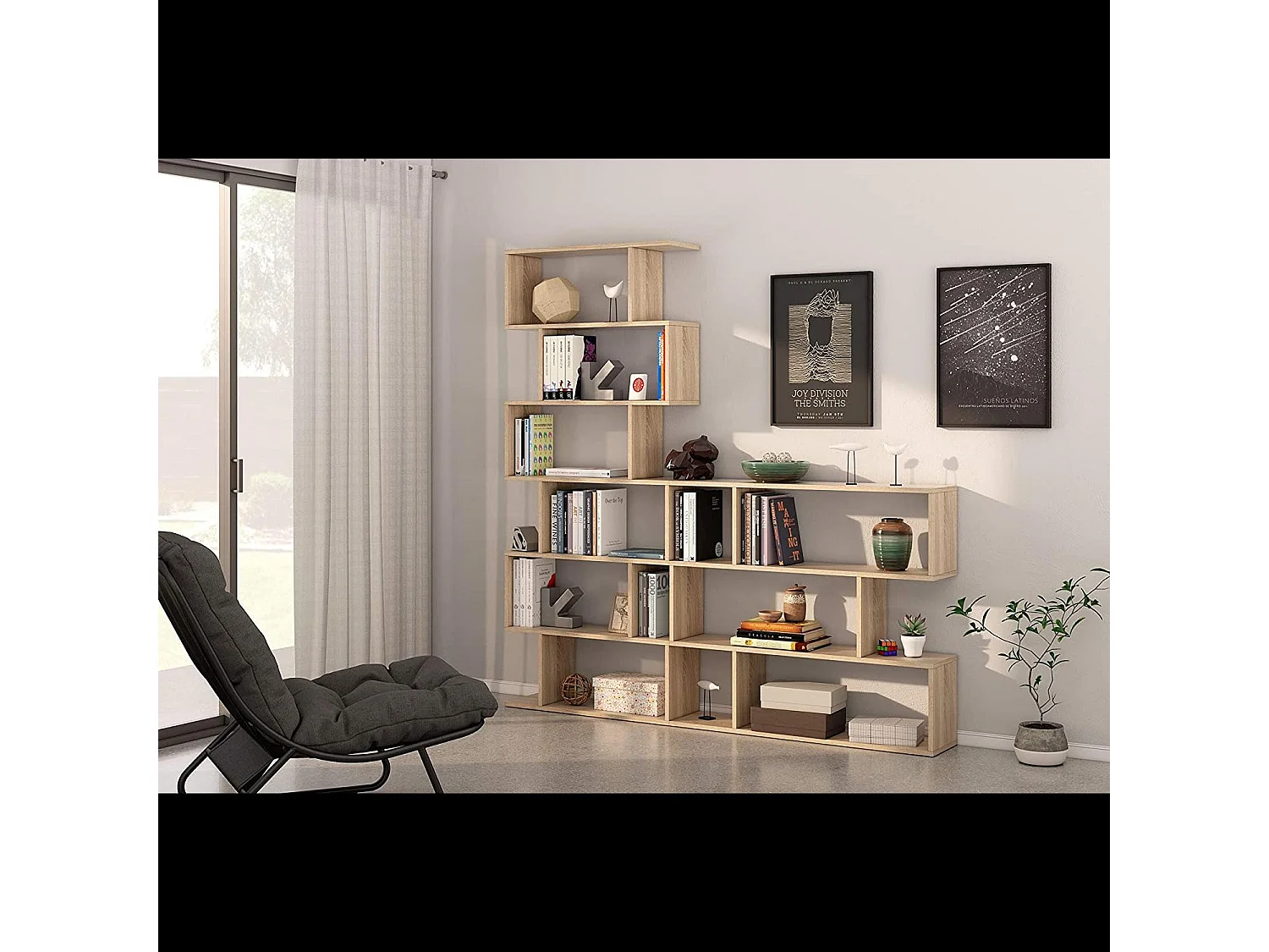 Libreria da Terra Con Mensole Zig Zag Friburgo Plus 192 x 80 x 25 cm Rovere