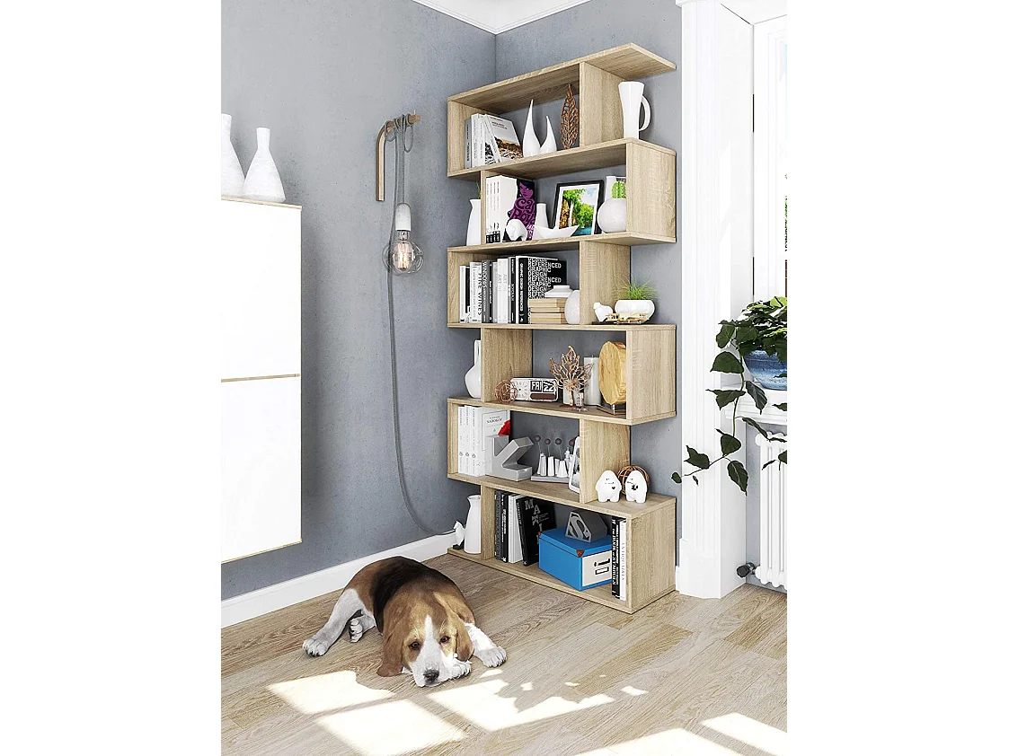 Libreria da Terra Con Mensole Zig Zag Friburgo Plus 192 x 80 x 25 cm Rovere