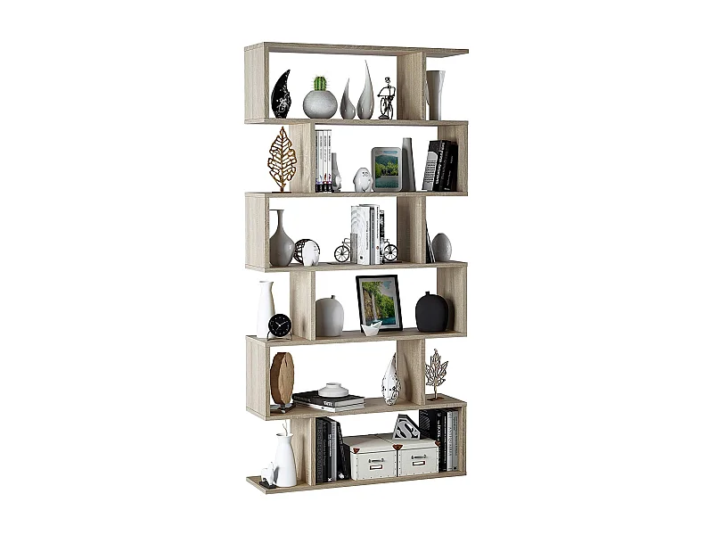 Libreria da Terra Con Mensole Zig Zag Friburgo Plus 192 x 80 x 25 cm Rovere