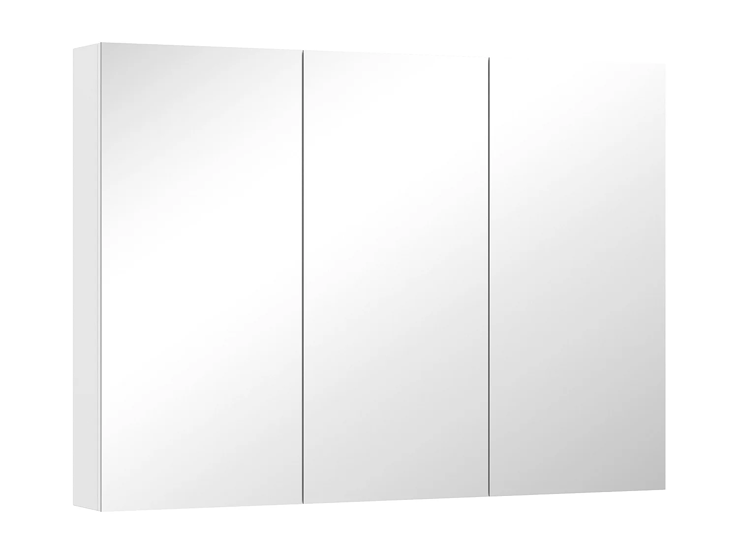 Armoire miroir murale salle de bain design 3 portes 4 étagères  91 x 11 x 65 cm blanc