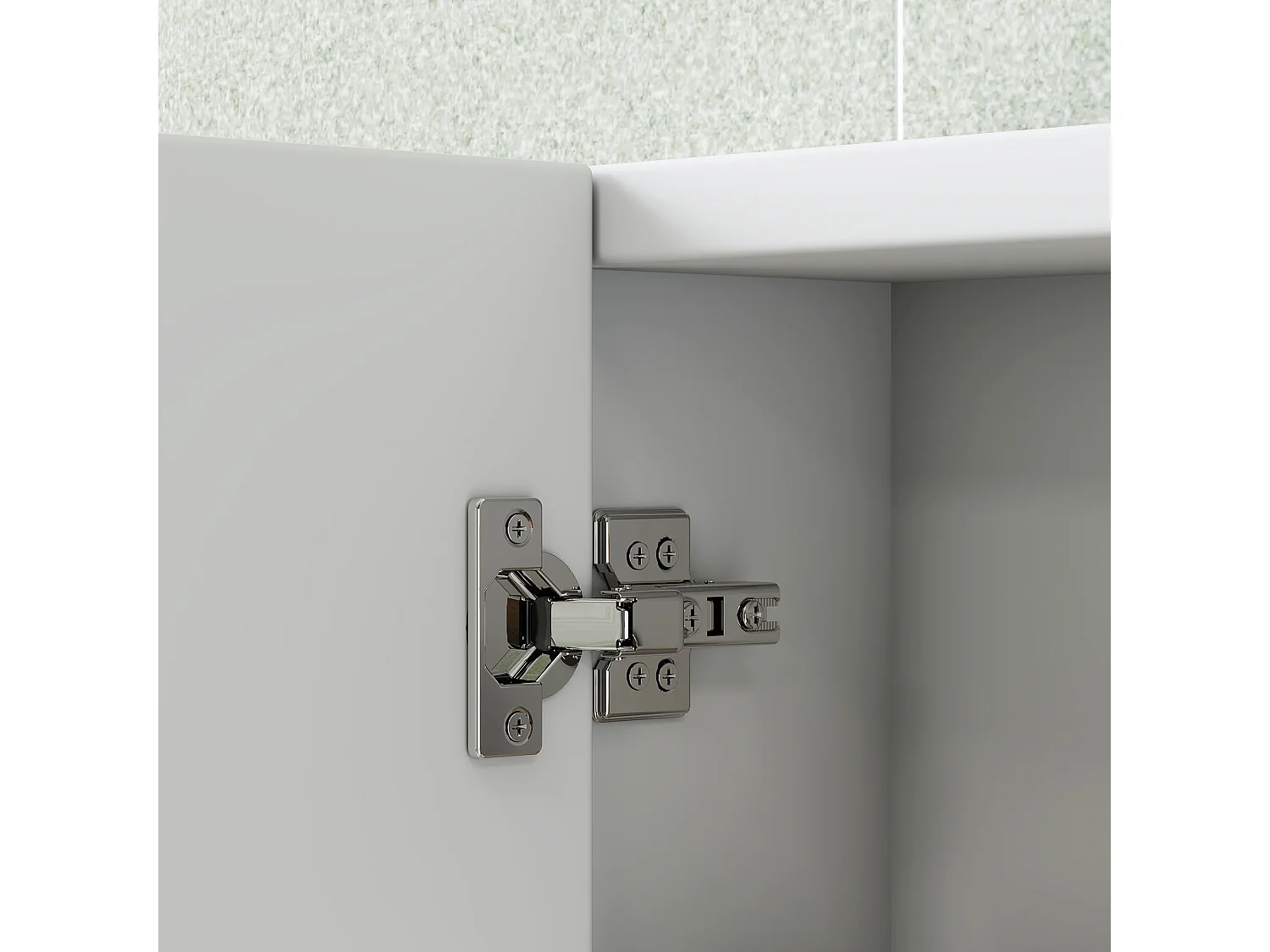 Armoire miroir murale salle de bain design 3 portes 4 étagères  91 x 11 x 65 cm blanc