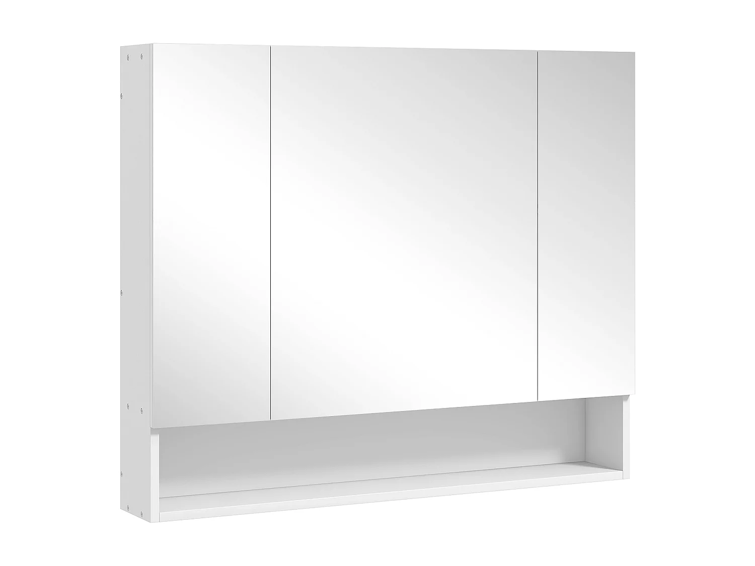 Armoire miroir salle de bain 3 portes 5 étagères, niche - 90 x 15 x 75 cm - blanc