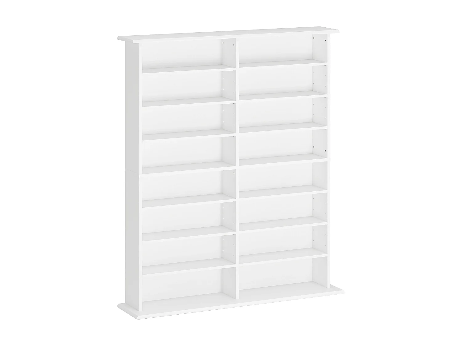 Étagère range CD - meuble rangement CD DVD - 16 compartiments, 12 étagères réglables - max 720 CD/396 DVD - blanc