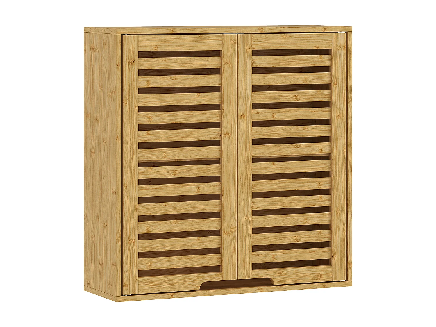 Armoire murale de salle de bain style exotique bambou 60 x 20 x 60 cm 2 portes étagère