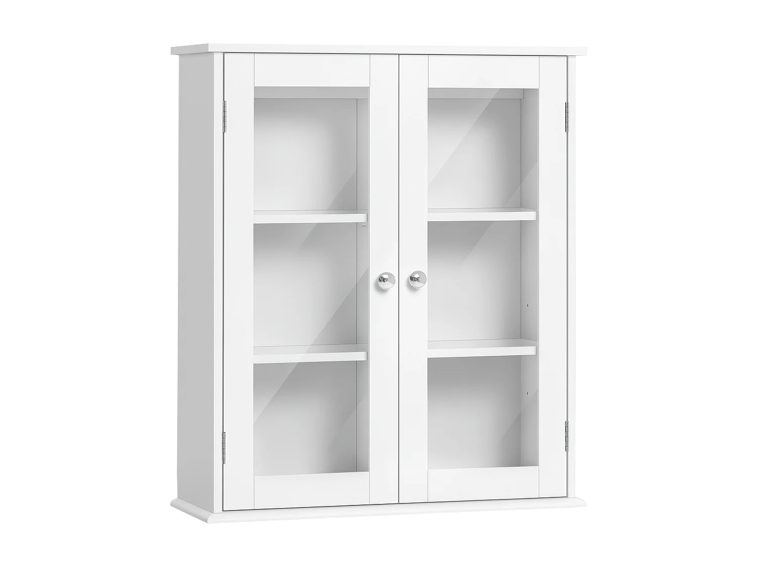 Armoire murale salle de bain 2 portes vitrées 2 étagères 55 x 20 x 65 cm blanc