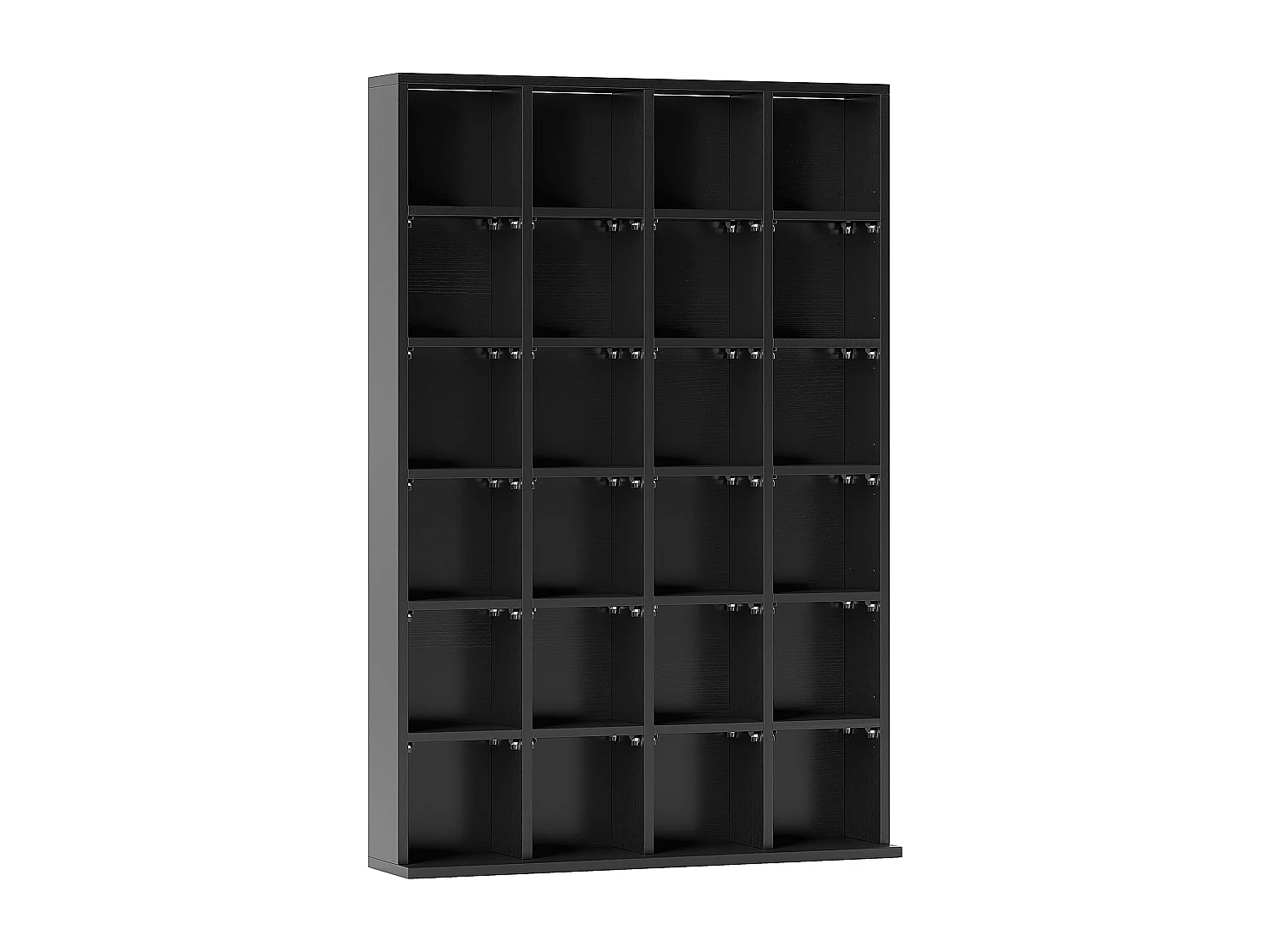 Étagère rangement CD/DVD meuble de rangement pour 480 CDs 24 compartiments réglables en hauteur 89 x 20 x 130 cm noir