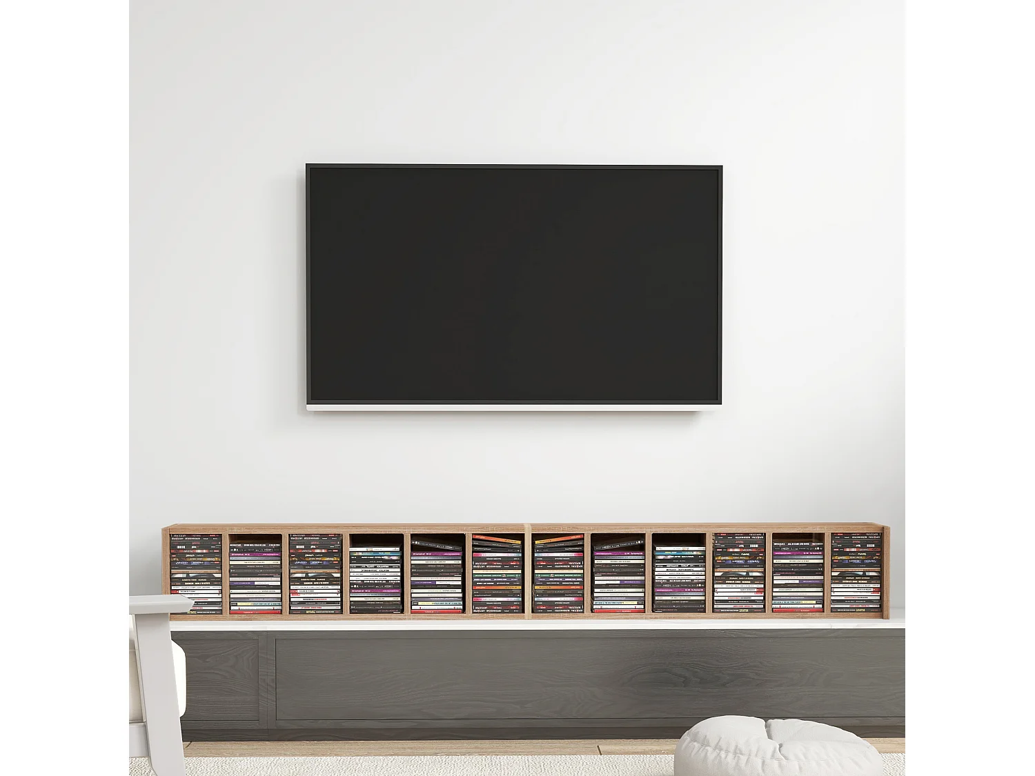 Lot de 2 étagères colonnes rangement max. 204 CD chêne