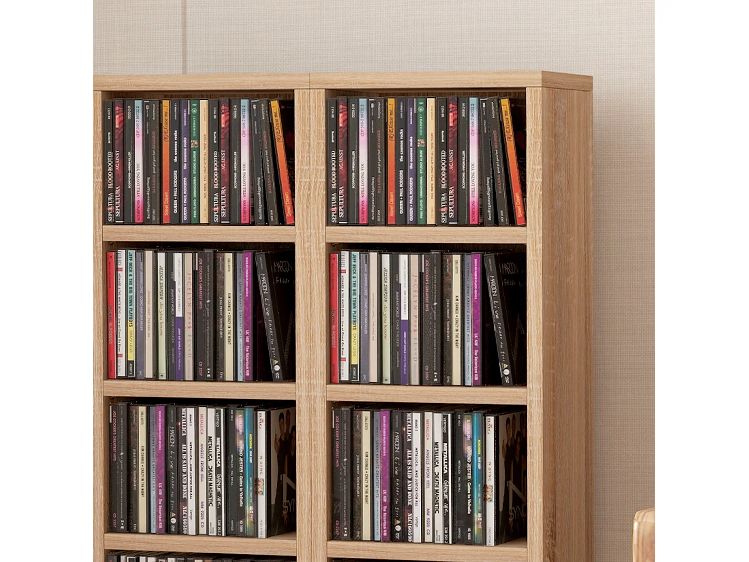 Lot de 2 étagères colonnes rangement max. 204 CD chêne