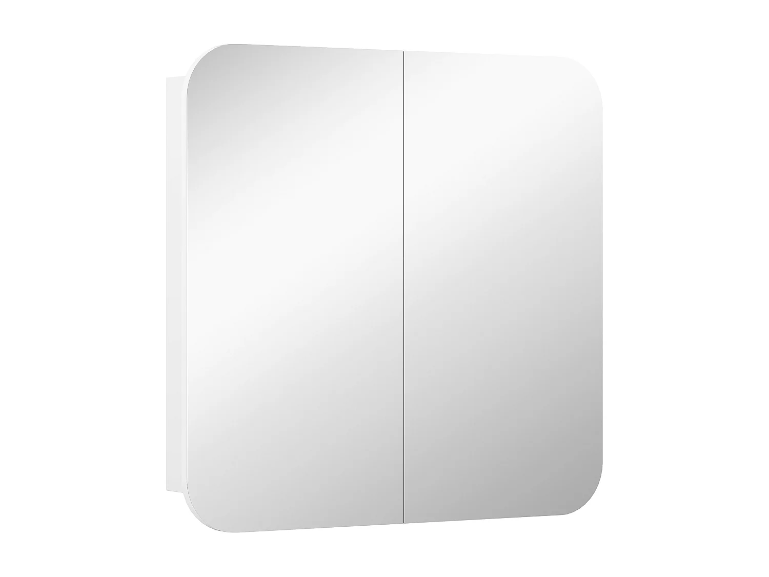 Armoire miroir murale salle de bain design arqué 2 portes dim. 68 x 13 x 66 cm blanc