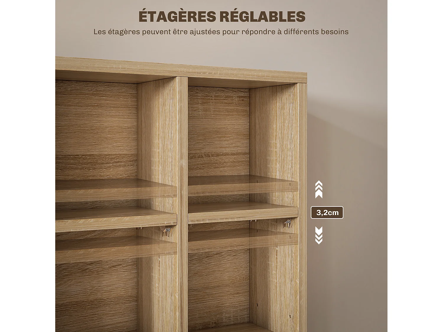 Étagère rangement CD/DVD meuble de rangement pour 480 CDs 24 compartiments réglables en hauteur 89 x 20 x 130 cm naturel