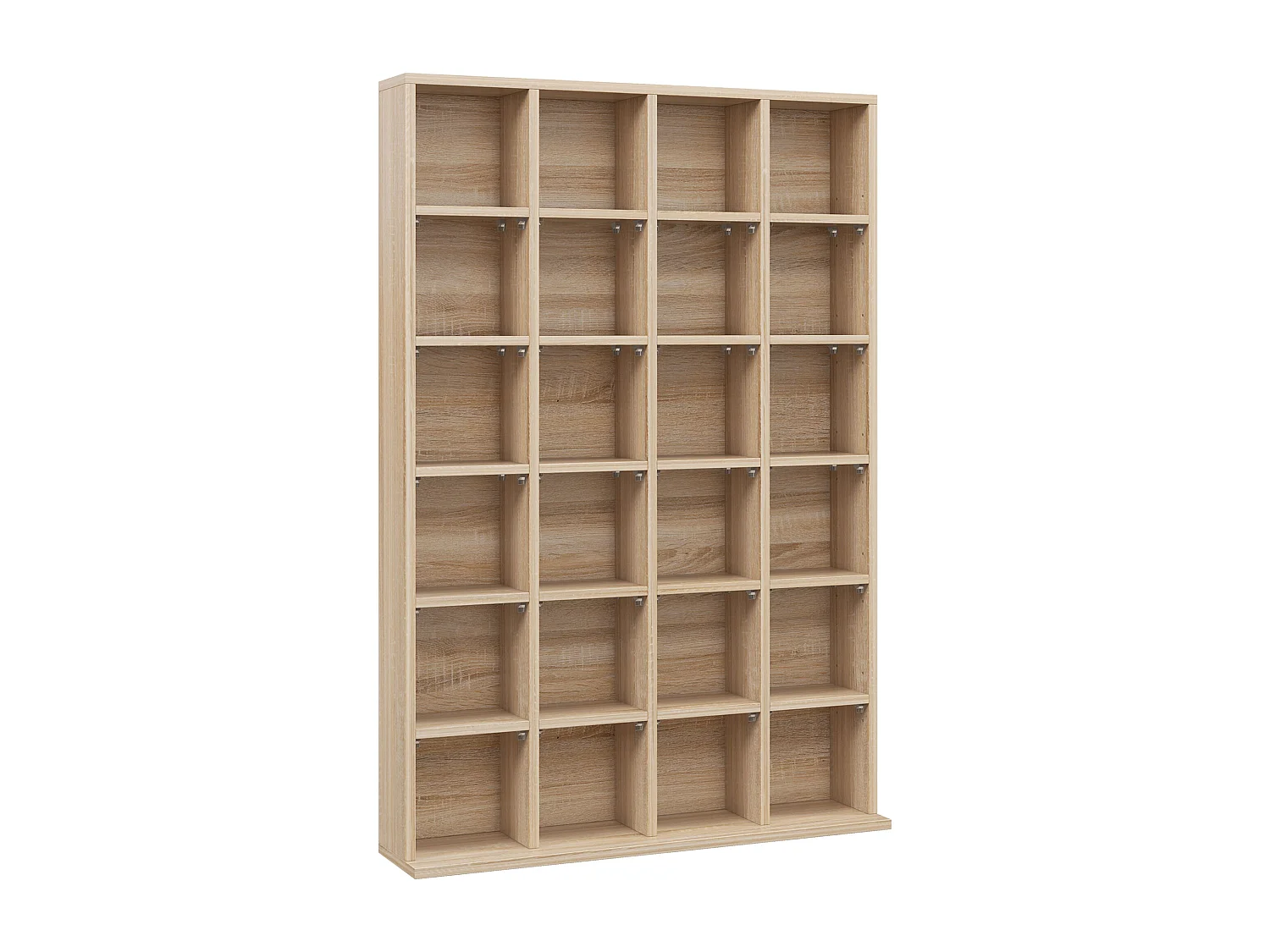 Étagère rangement CD/DVD meuble de rangement pour 480 CDs 24 compartiments réglables en hauteur 89 x 20 x 130 cm naturel
