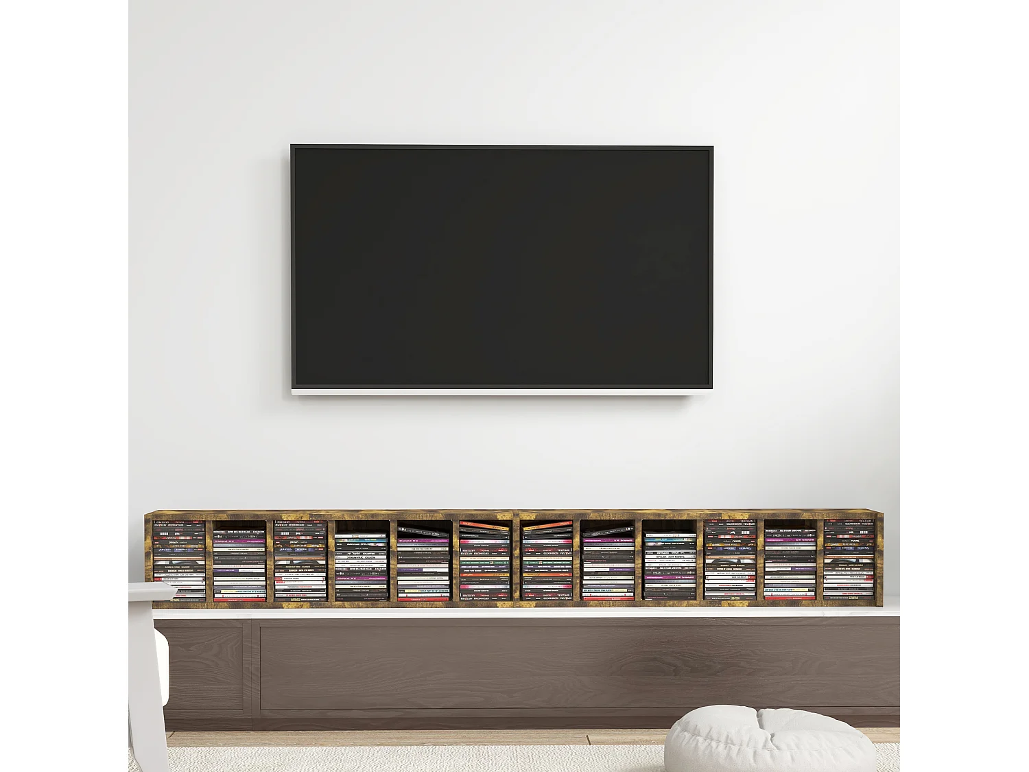 Lot de 2 étagères colonnes rangement max. 204 CD brun rustique