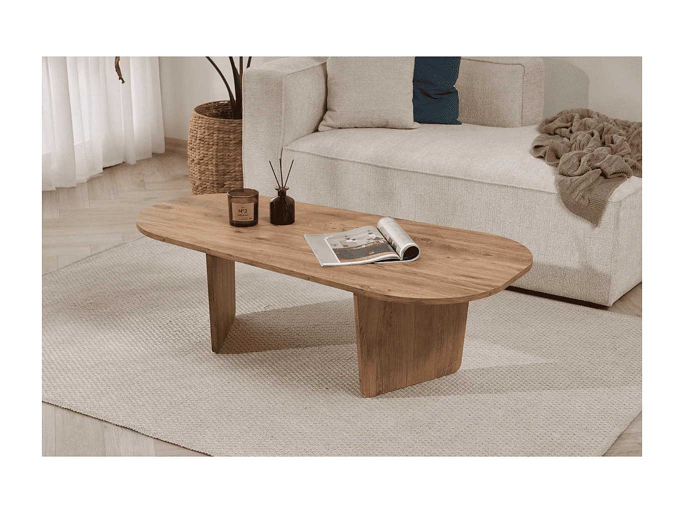 Couchtisch mit abgerundeter Platte L130 cm - AMÉLIA