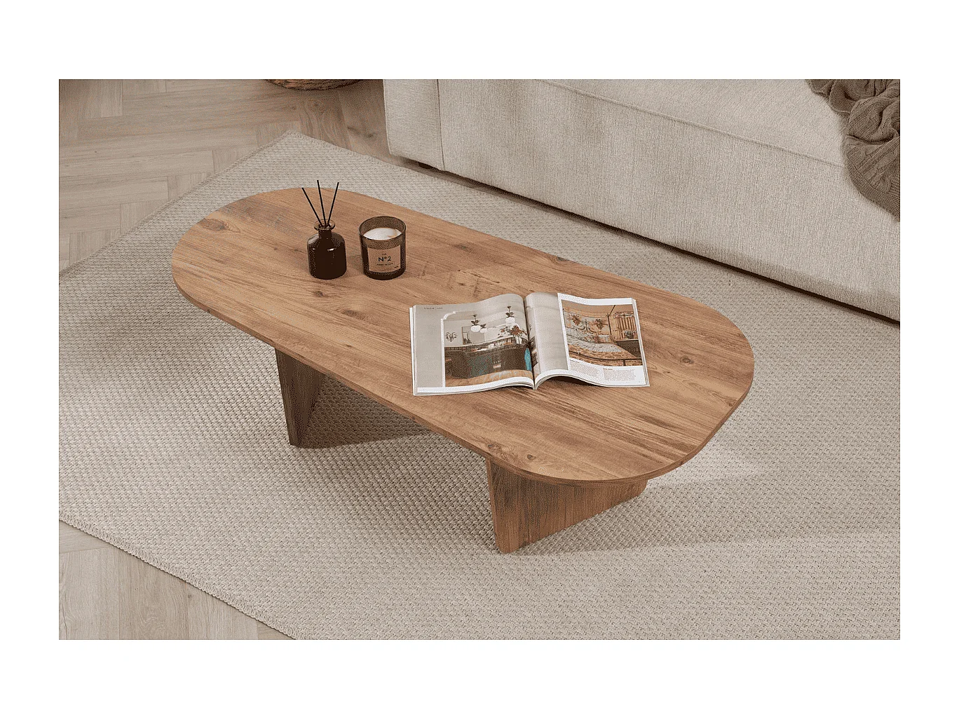 Table basse avec plateau aux bords arrondis L130 cm - AMÉLIA