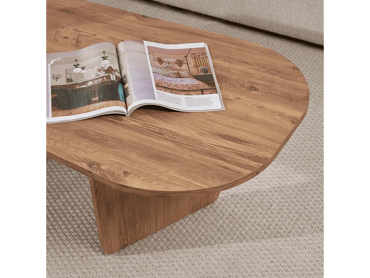 Table basse avec plateau aux bords arrondis L130 cm - AMÉLIA