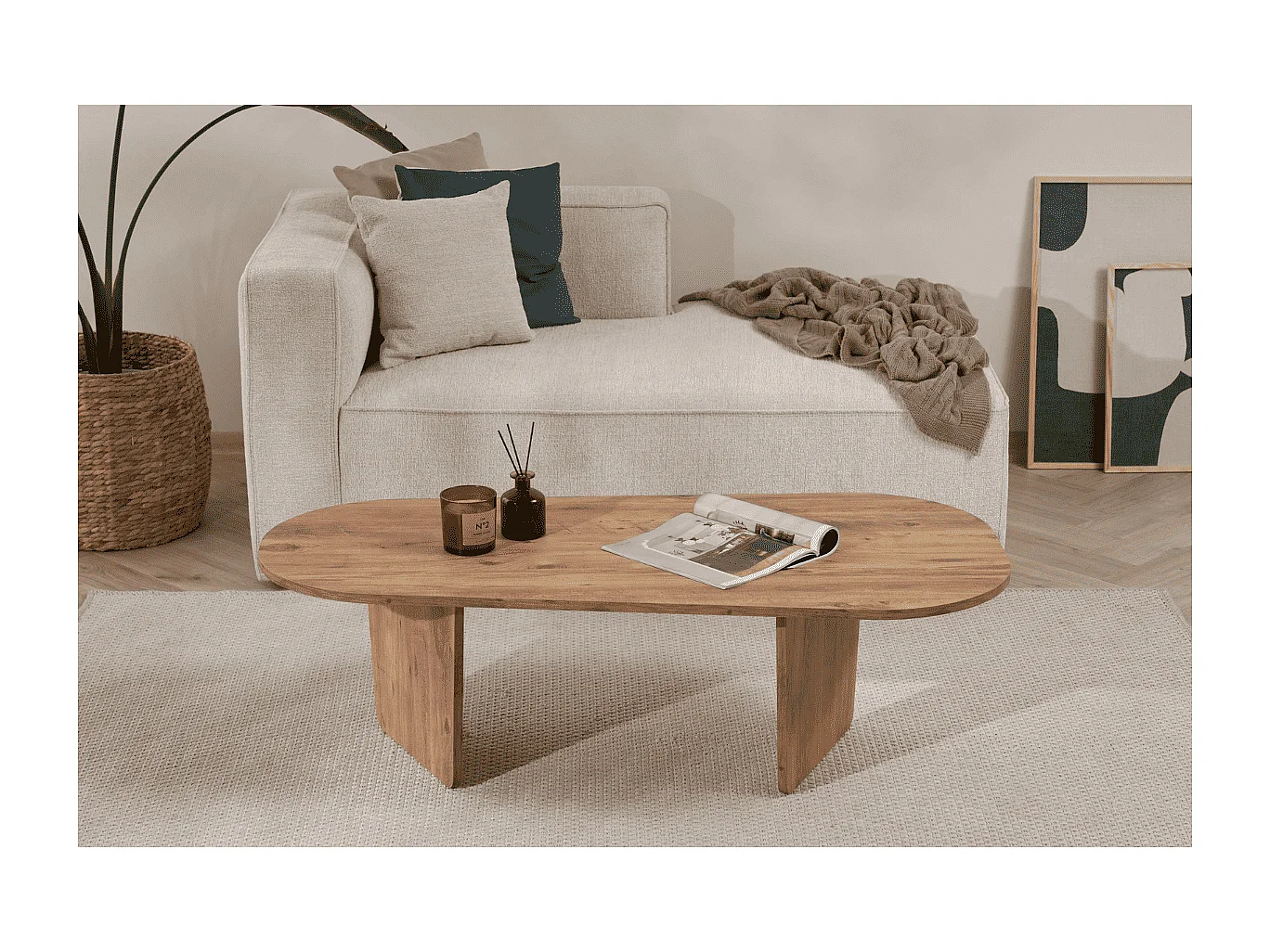 Couchtisch mit abgerundeter Platte L130 cm - AMÉLIA