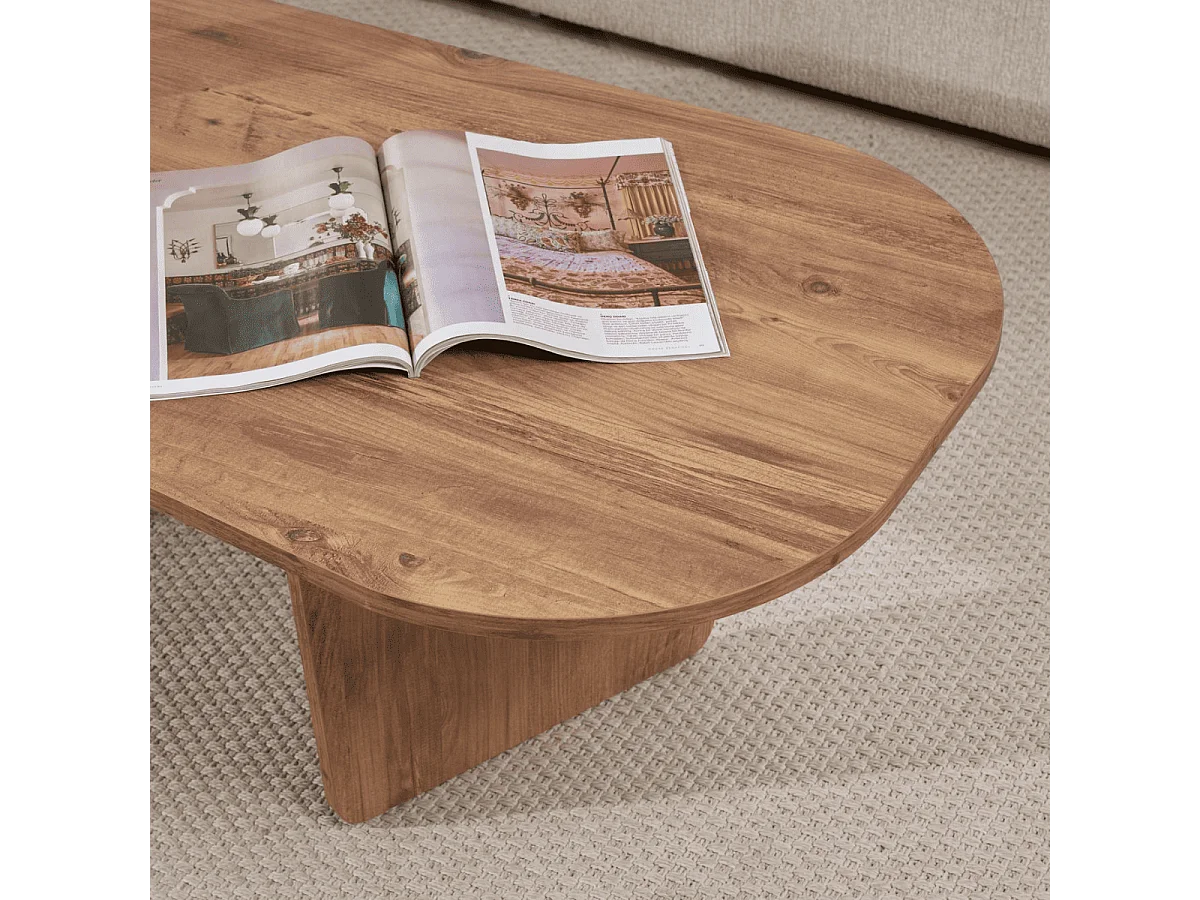 Table basse avec plateau aux bords arrondis L130 cm - AMÉLIA