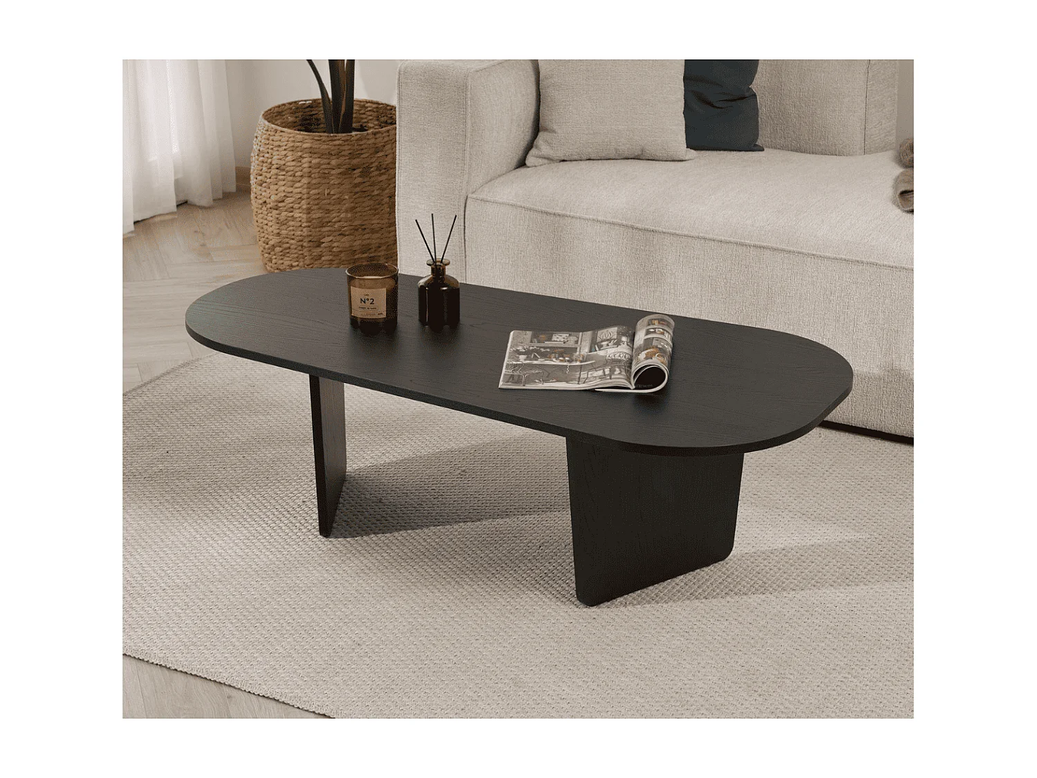 Couchtisch mit abgerundeter Platte L130 cm - AMÉLIA