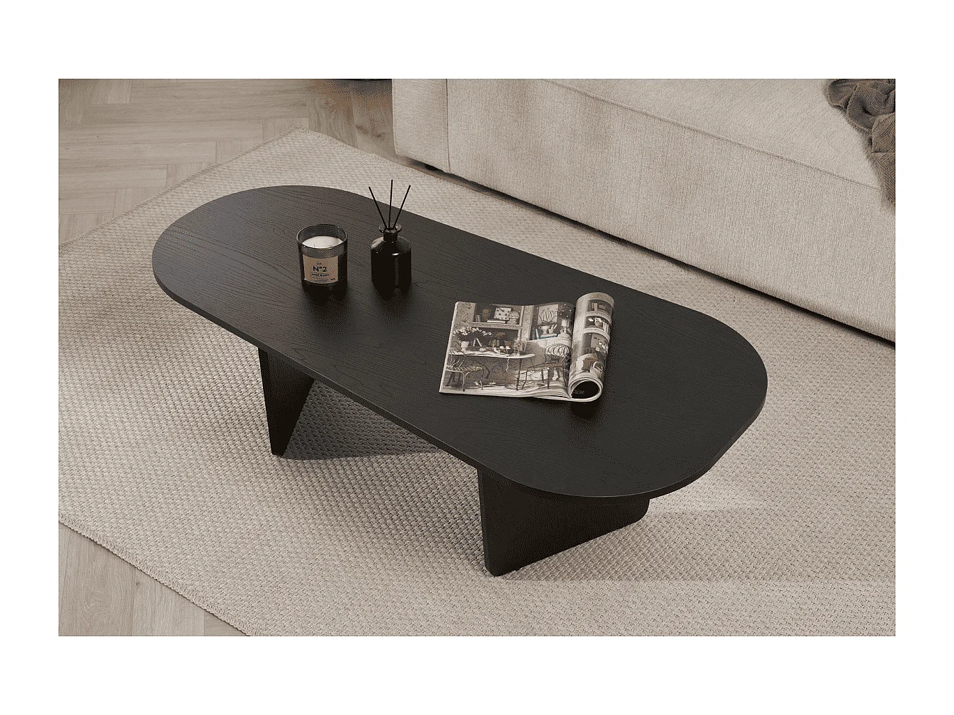 Couchtisch mit abgerundeter Platte L130 cm - AMÉLIA