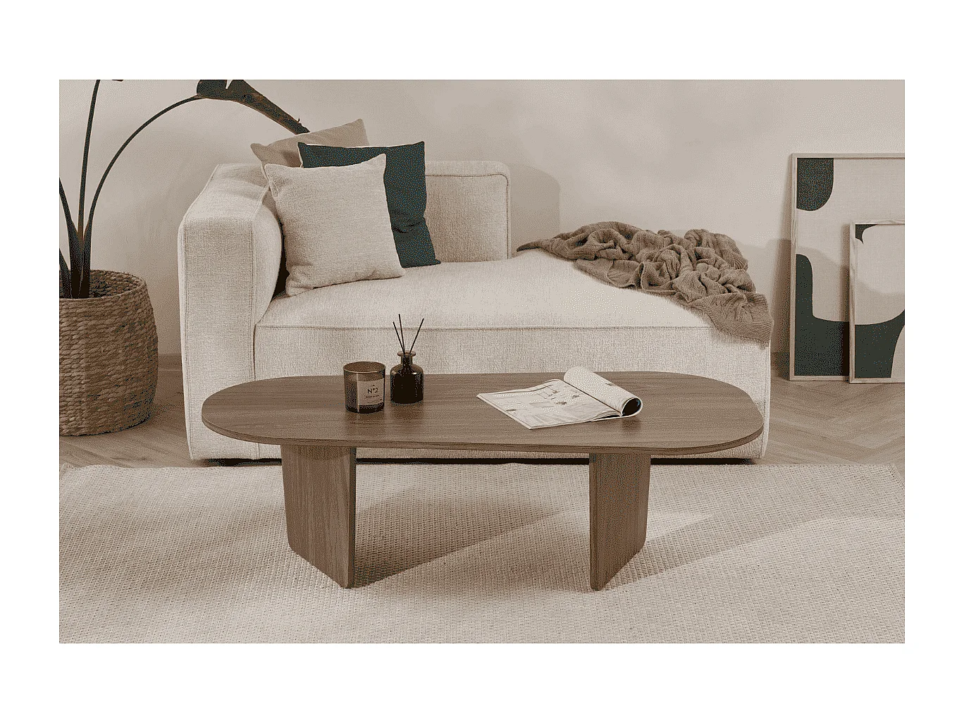 Couchtisch mit abgerundeter Platte L130 cm - AMÉLIA