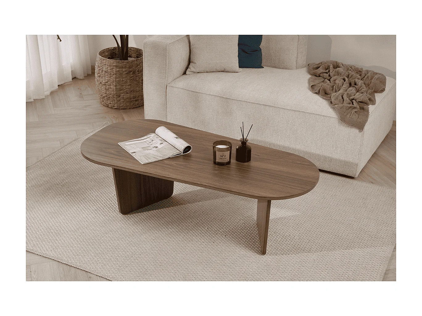 Couchtisch mit abgerundeter Platte L130 cm - AMÉLIA