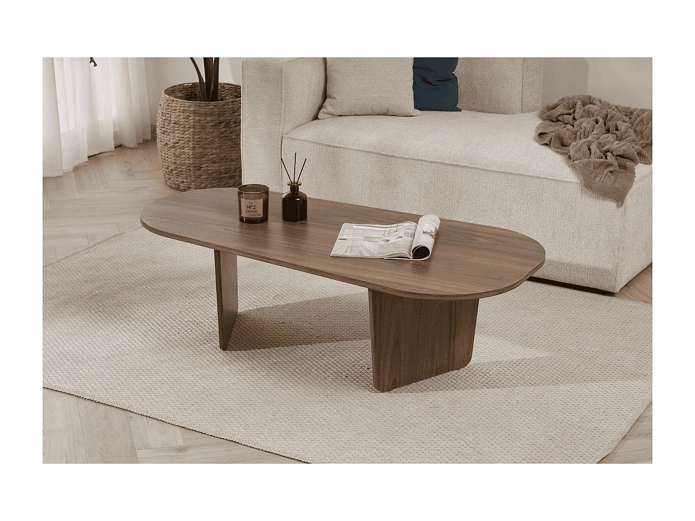 Table basse avec plateau aux bords arrondis L130 cm - AMÉLIA