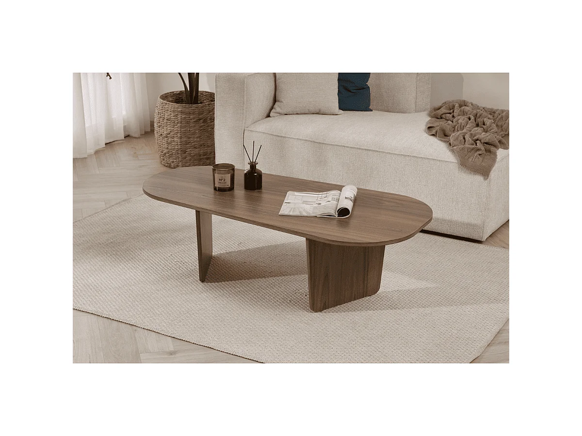 Table basse avec plateau aux bords arrondis L130 cm - AMÉLIA